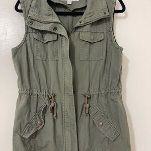 Sebby Sage Green Sleeveless Utility Vest